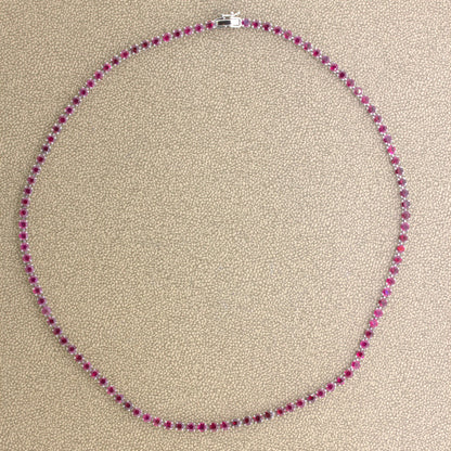 Superb 15.12 Carat Ruby Platinum Tennis Necklace