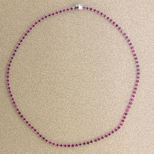 Superb 15.12 Carat Ruby Platinum Tennis Necklace