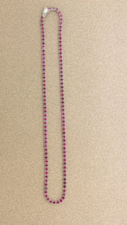 Superb 15.12 Carat Ruby Platinum Tennis Necklace