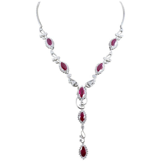Ruby Diamond Gold Drop Necklace