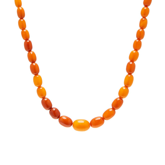 Victorian Baltic Yoke Amber Bead Necklace 25