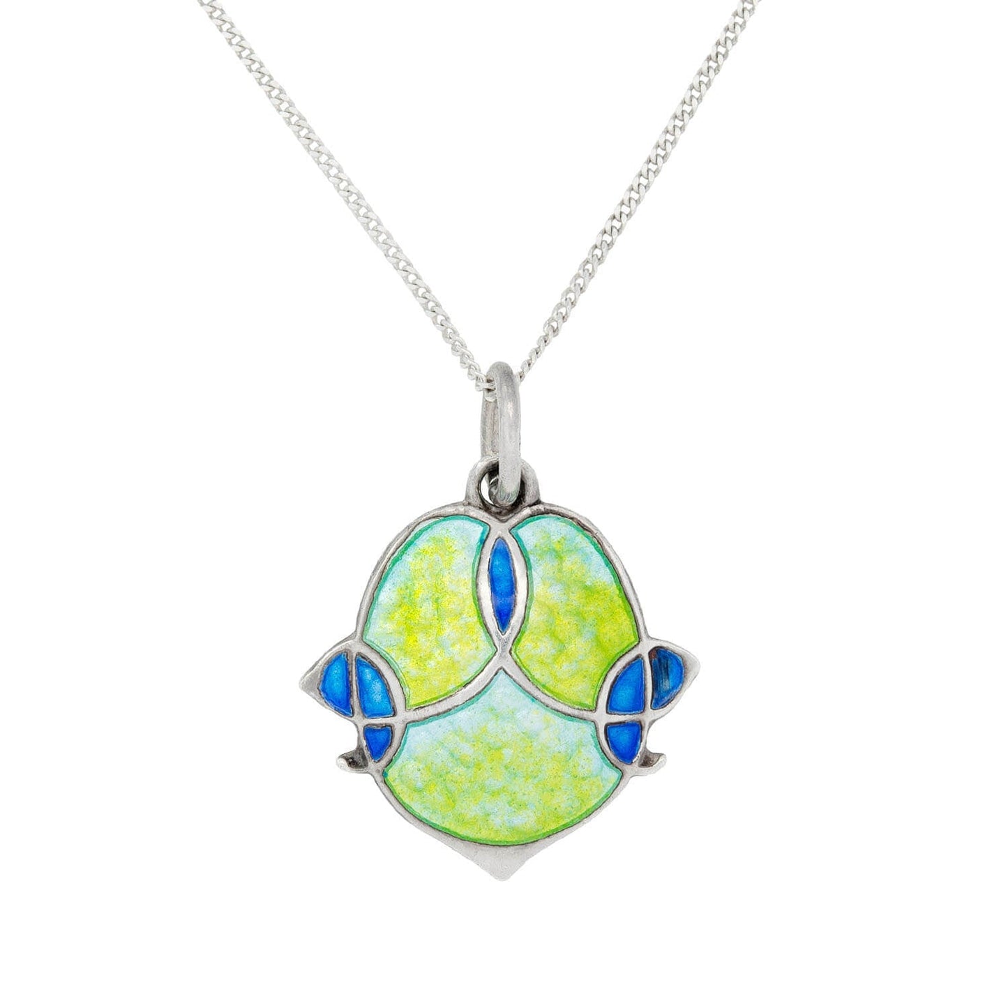 JAMES FENTON Arts and Crafts Sterling Silver Enamel Pendant Necklace