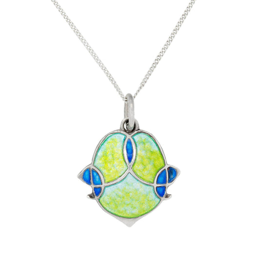 JAMES FENTON Arts and Crafts Sterling Silver Enamel Pendant Necklace