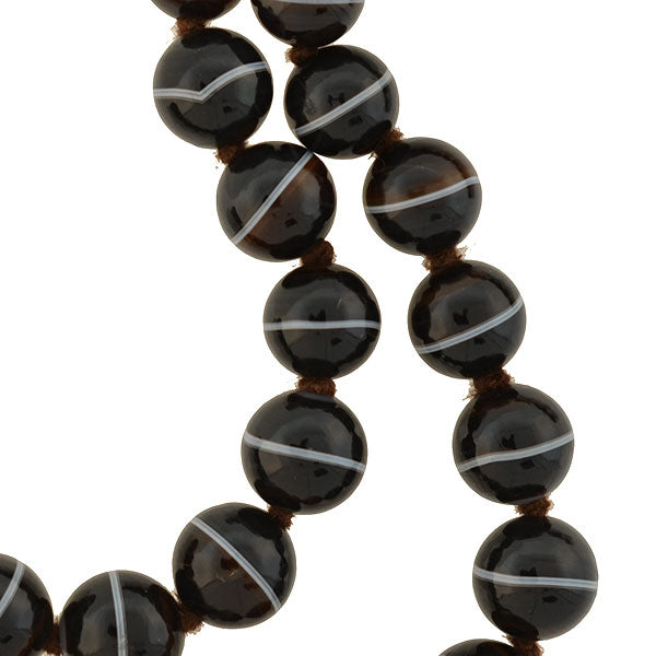 Victorian 14kt Graduated Banded Agate Bead Necklace 25.5