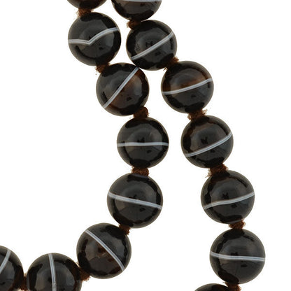 Victorian 14kt Graduated Banded Agate Bead Necklace 25.5