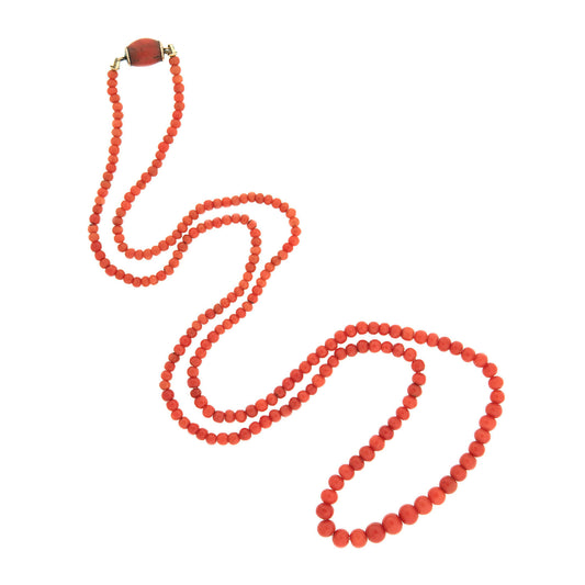 Victorian Graduated Coral Bead Necklace 28