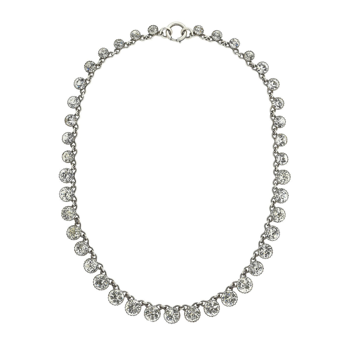 Edwardian Sterling + Paste Drop Riviere Necklace