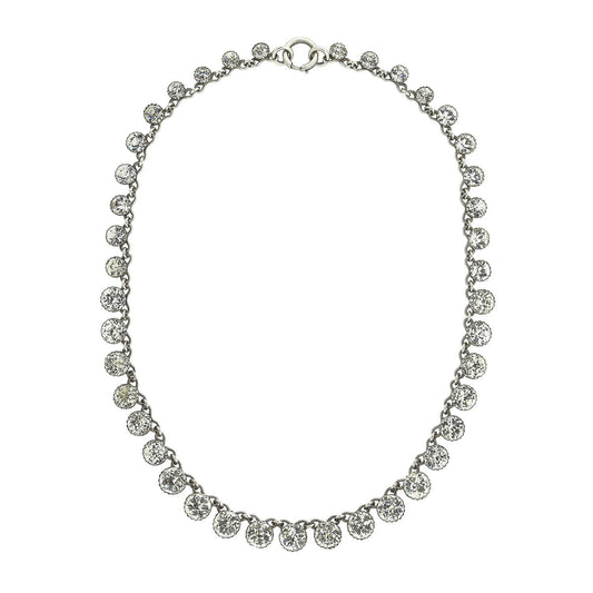 Edwardian Sterling + Paste Drop Riviere Necklace