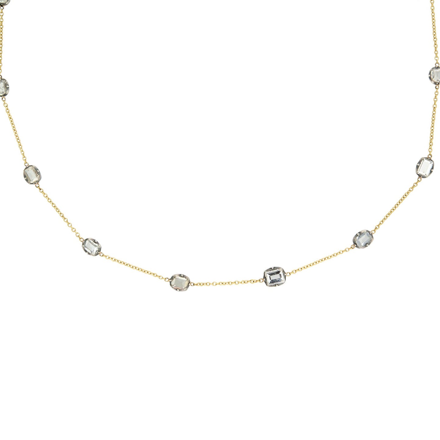 Georgian 14k/Sterling Silver Conversion Table Cut Diamond by the Yard Necklace 3+ctw