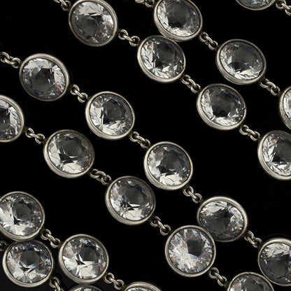 Late Art Deco Long Sterling & Large Crystal Necklace 50