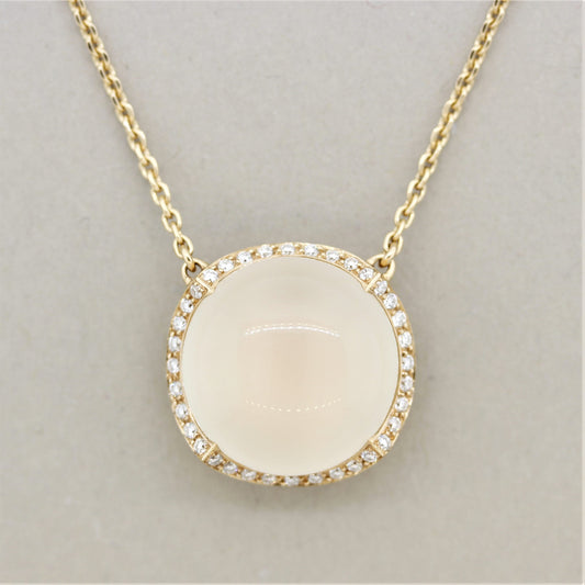 Moonstone Diamond Gold Necklace