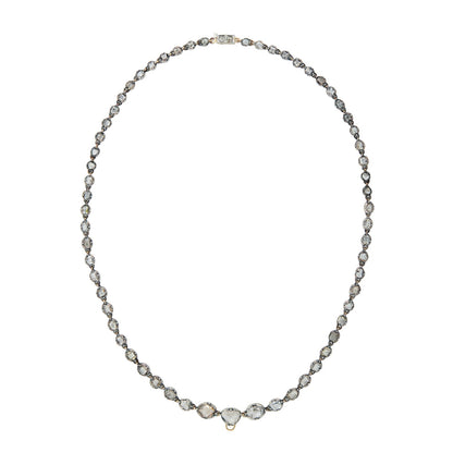 Georgian 15kt/Sterling Rose Cut + Table Cut Diamond Riviera Necklace 5ctw