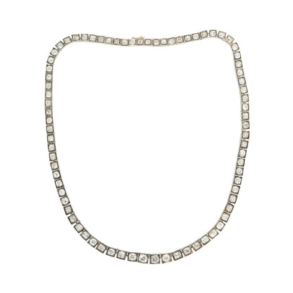 Edwardian 18k French Diamond Riviera Necklace 20.53ctw