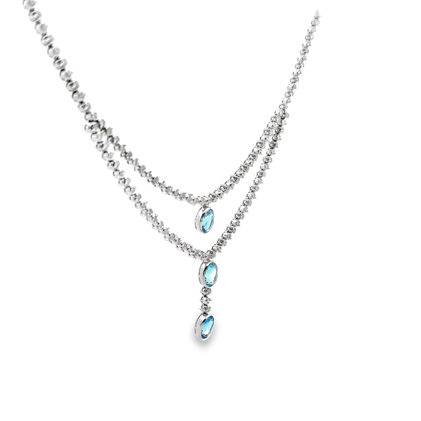 Swiss Topaz Diamond Gold Double-Layer Necklace