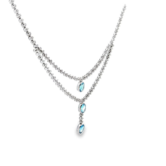 Swiss Topaz Diamond Gold Double-Layer Necklace