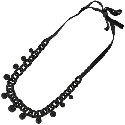 Victorian Jet Large Interlocking Link + Ball Festoon Adjustable Necklace 16+