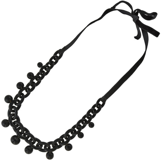 Victorian Jet Large Interlocking Link + Ball Festoon Adjustable Necklace 16+