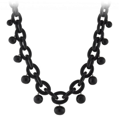 Victorian Jet Large Interlocking Link + Ball Festoon Adjustable Necklace 16+